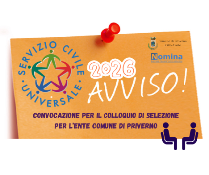 Servizio Civile Universale 2026: Convocazione per il colloquio di selezione
