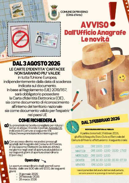 Dall’Ufficio Anagrafe: LE NOVITA'                                                                                            