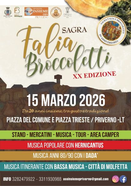 Sagra falia e broccoletti 2026 - 20° anniversario 