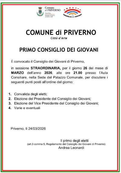 PRIMO CONSIGLIO DEI GIOVANI