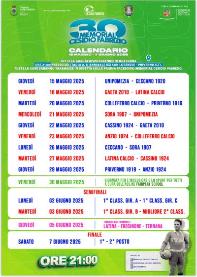 memorial Cesidio Fabrizio calendario 